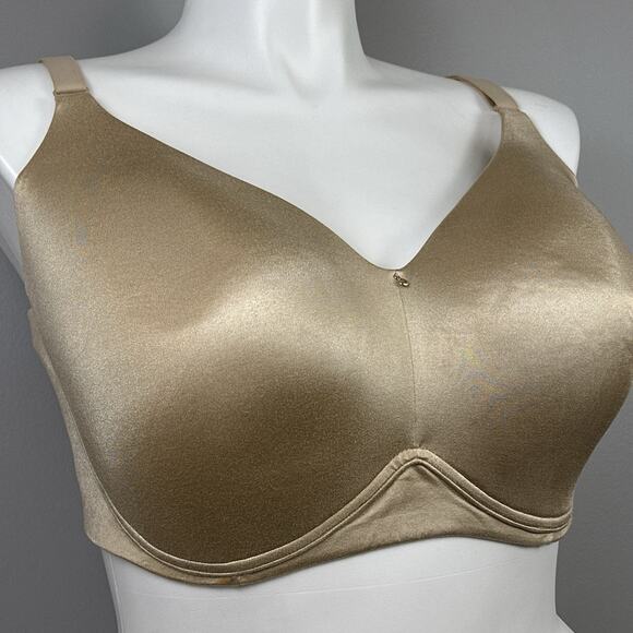 Cacique Lightly Lined No Wire Bra Size 42G Full Coverage Smoothing Beige Shiny - Picture 2 of 11